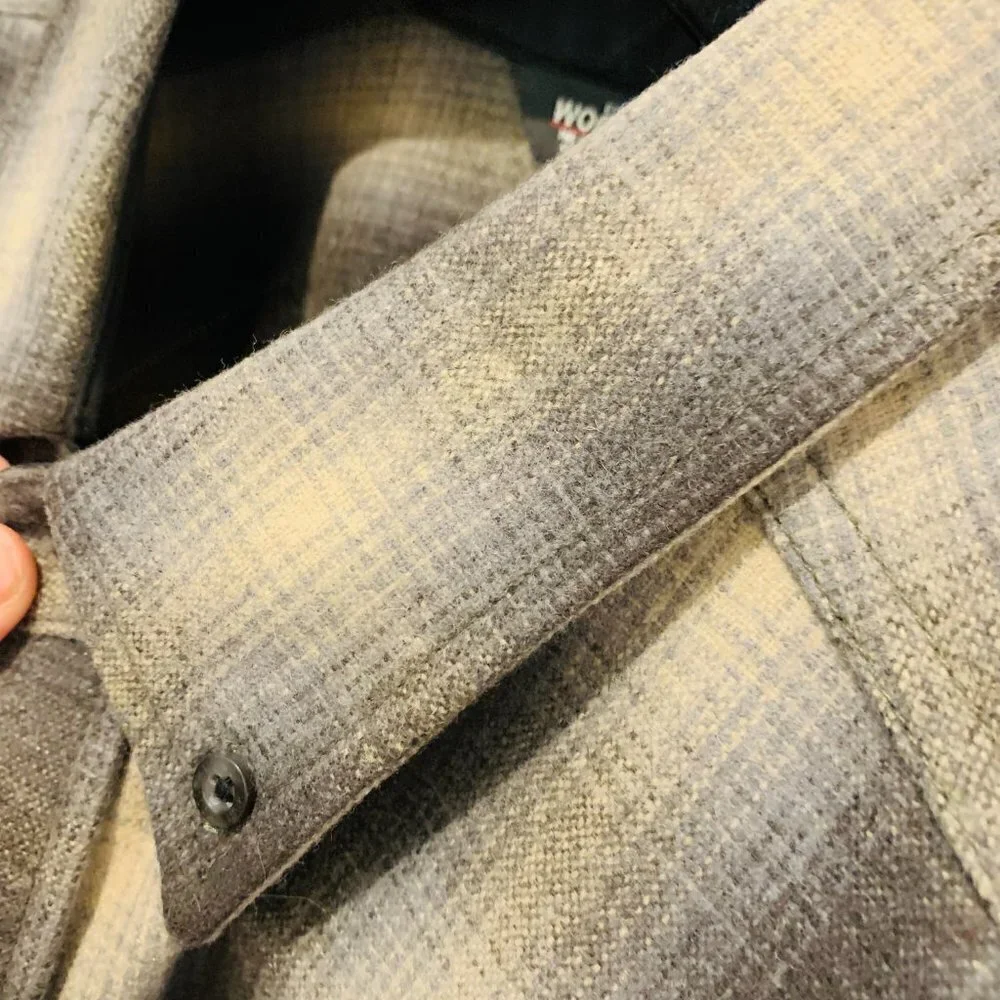 Vintage Woolrich Shirt Jacket Heavy Wool Plaid Flannel Mens XL Heavy Chamois